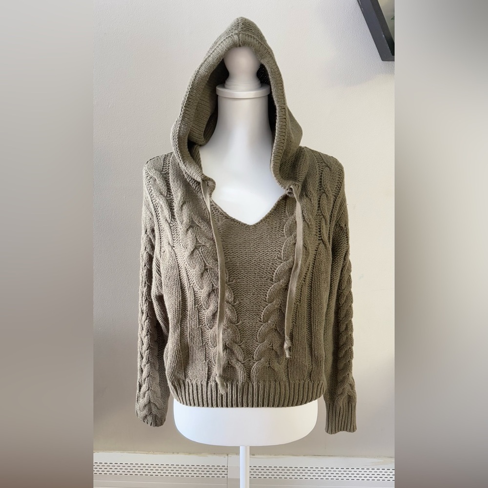Aeropostale Cropped Knit Hooded Sweater